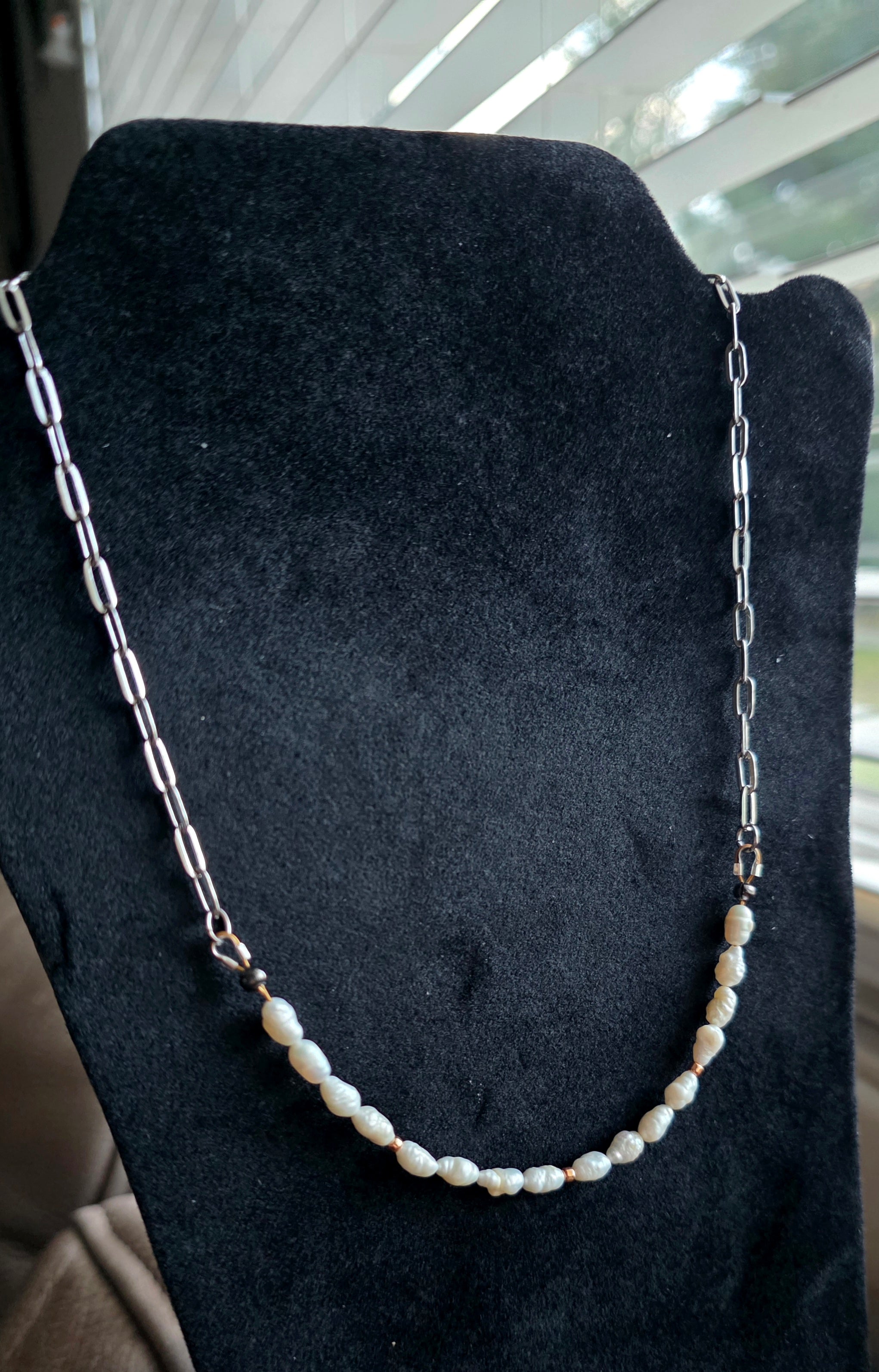 Fresh Water Pearls on stainless steel